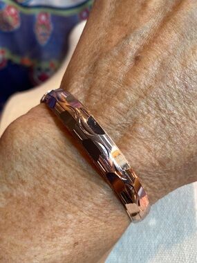 Rose Gold Tone Hinged Bangle Bracelet | Willow & Whimsy Handcrafted